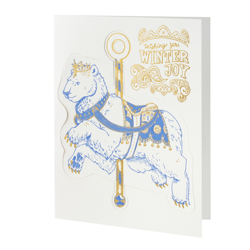 Oblation Papers & Press Winter Joy Carousel Ornament Letterpress Card