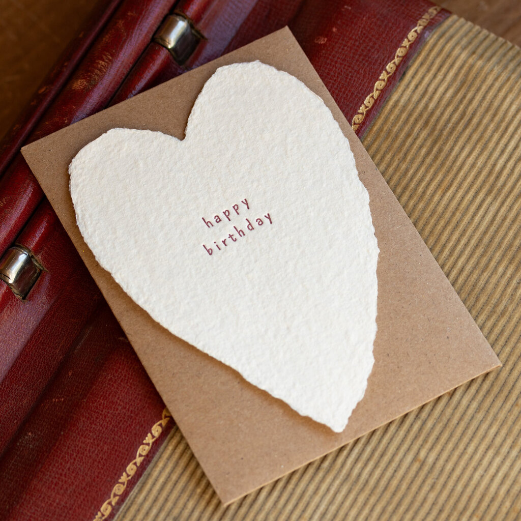 Oblation Papers & Press Happy Birthday Greeted Heart Letterpress Card
