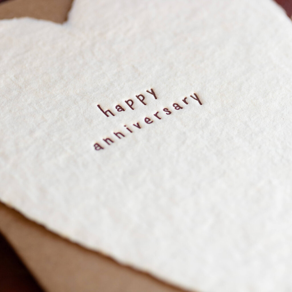 Oblation Papers & Press Happy Anniversary Greeted Heart Letterpress Card