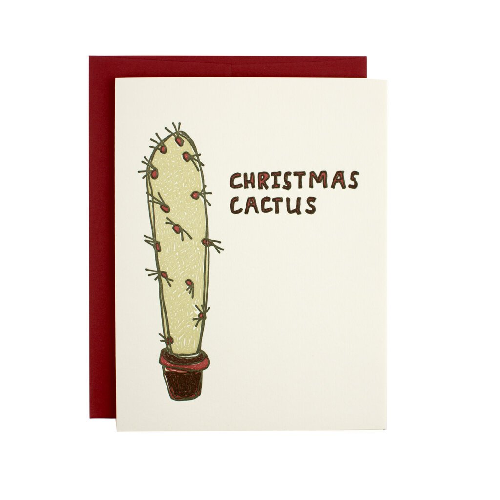 Hat + Wig + Glove Christmas Cactus Supreme Letterpress Card