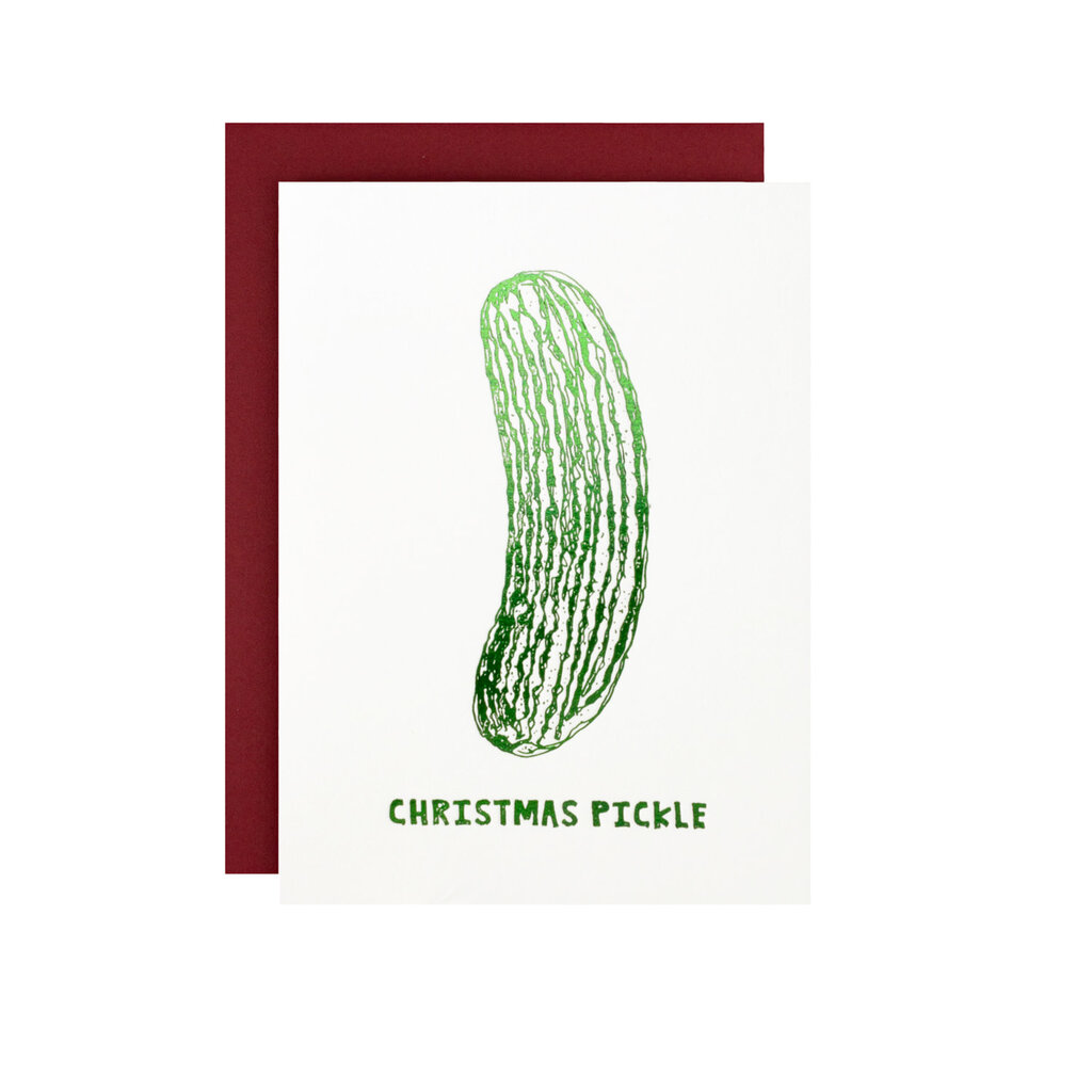 Hat + Wig + Glove Christmas Pickle Letterpress Card