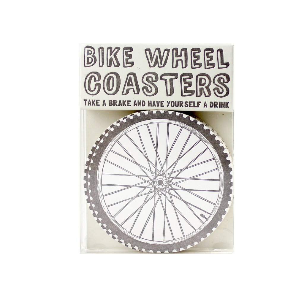 Hat + Wig + Glove Bike Wheel Letterpress Coasters