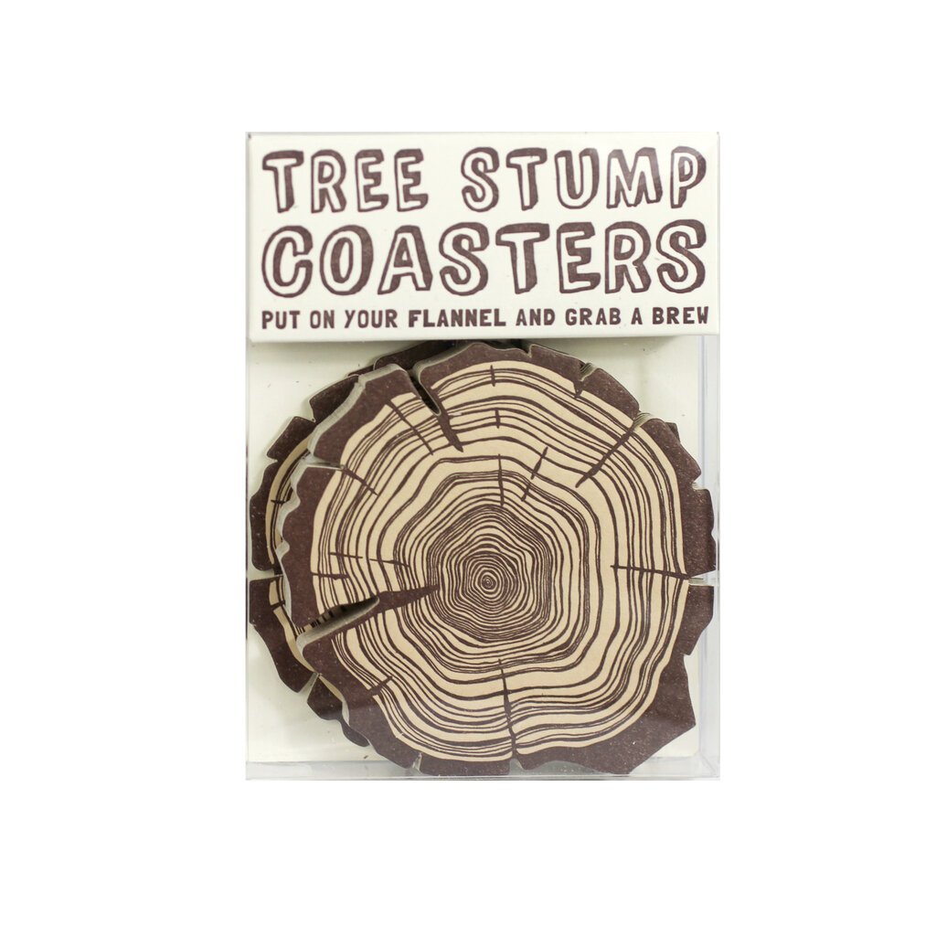 Hat + Wig + Glove Tree Stump Letterpress Coasters