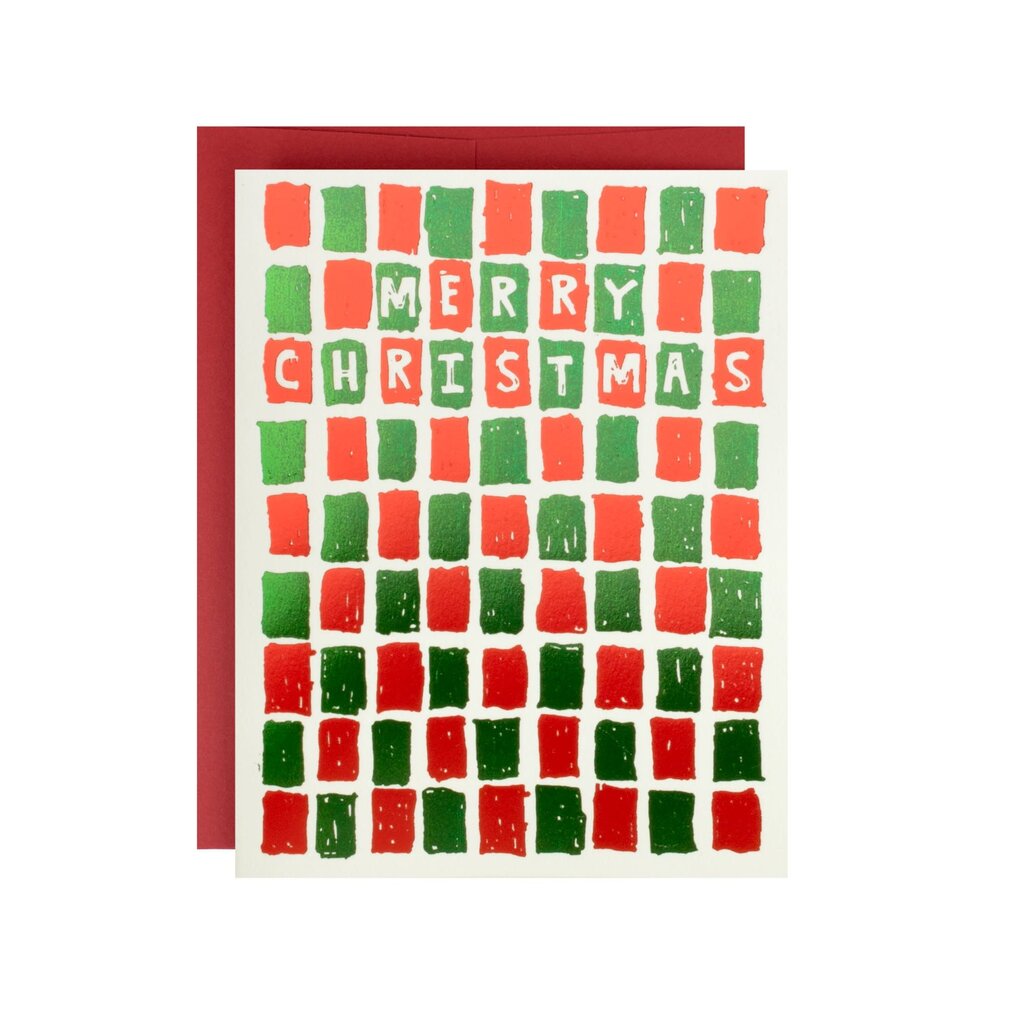 Hat + Wig + Glove Tiles Merry Christmas Letterpress Card