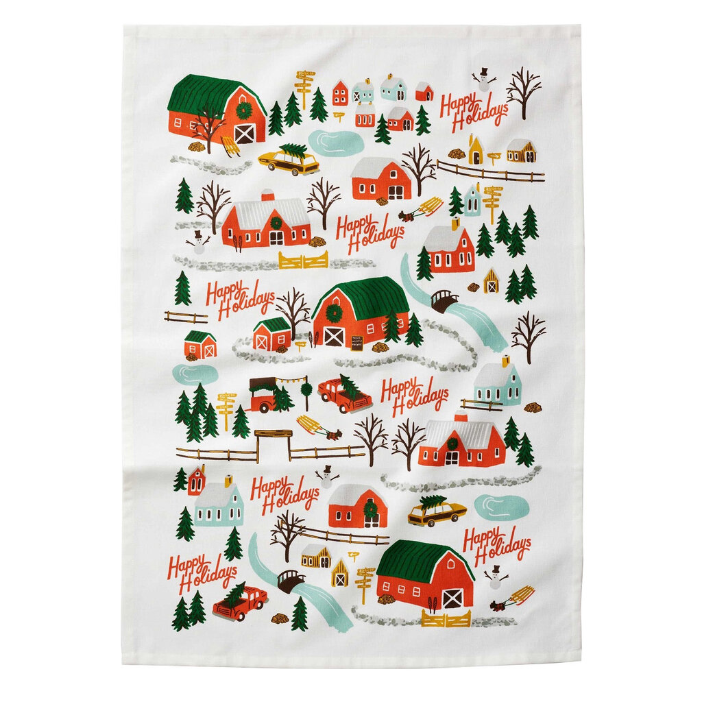Rifle Paper Christmas Tree Farm Tea Towel