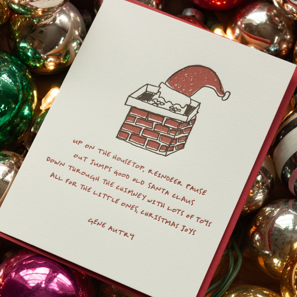 Hat + Wig + Glove Down the Chimney Christmas Letterpress Card