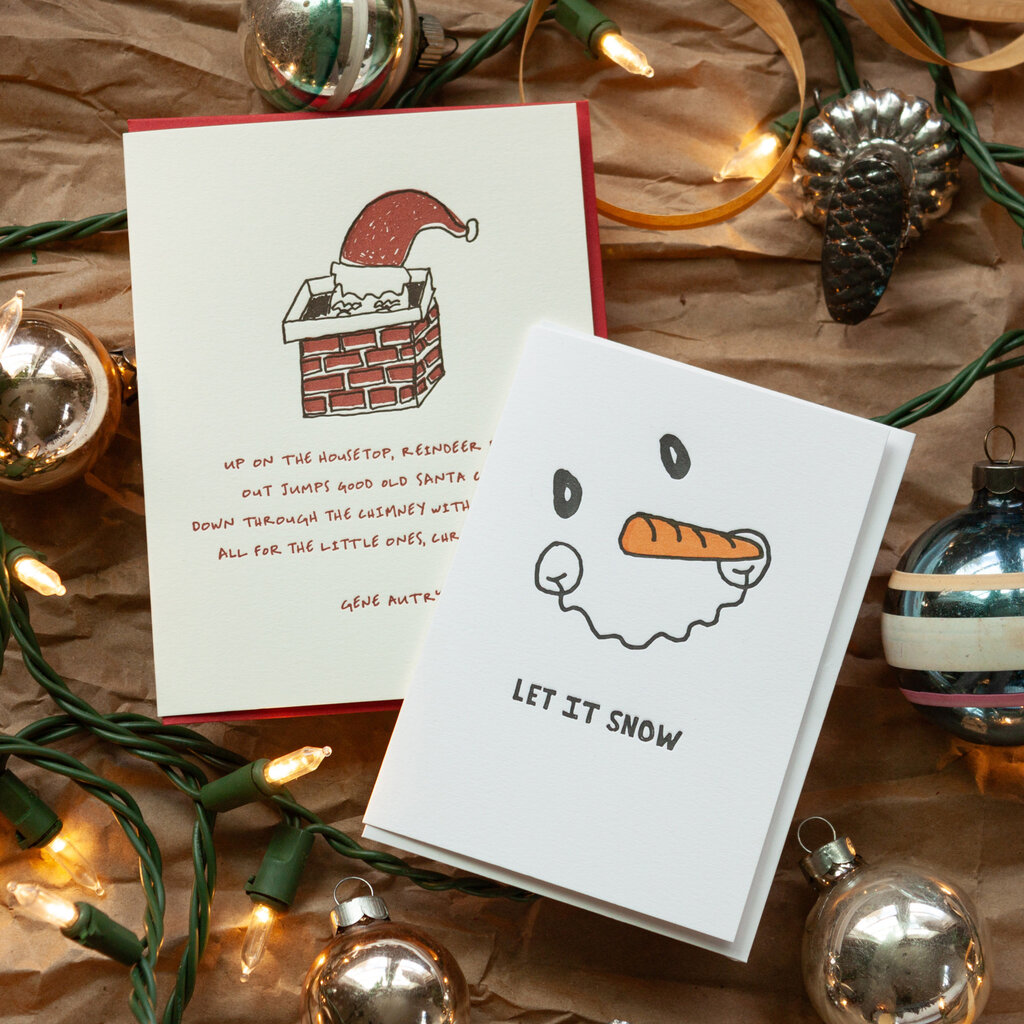 Hat + Wig + Glove Let It Snow Holiday Letterpress Card