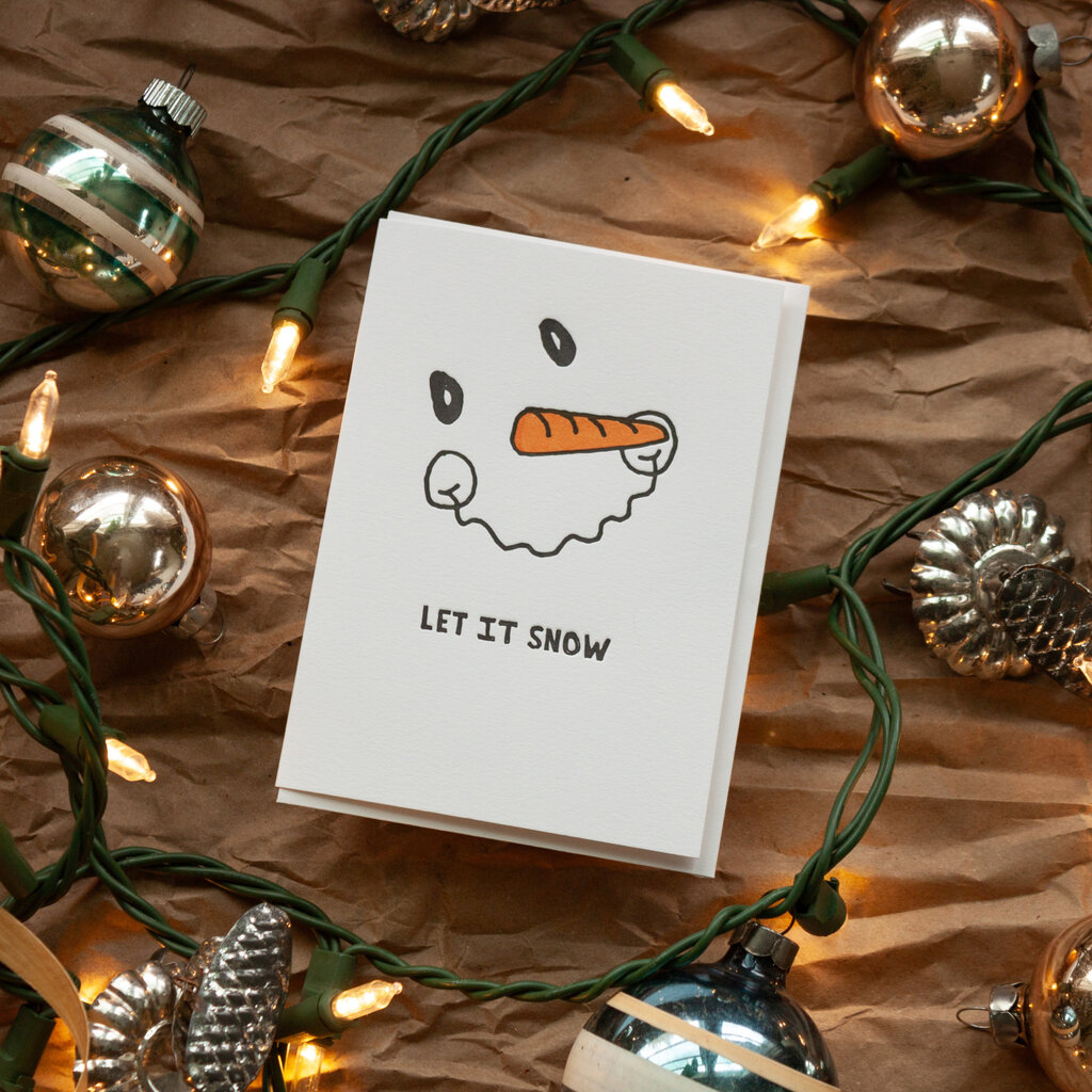 Hat + Wig + Glove Let It Snow Holiday Letterpress Card