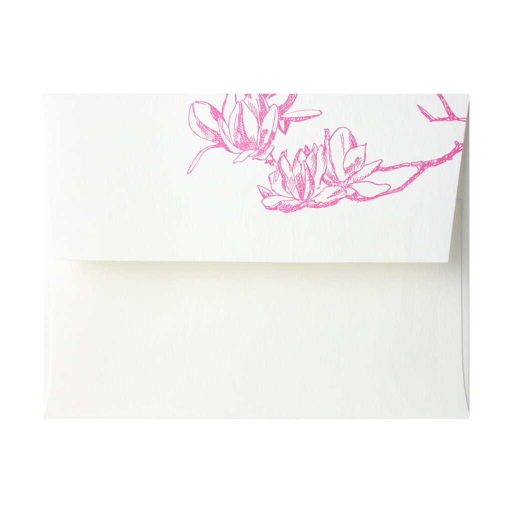 Painted Tongue Press Japanese Magnolia Wedding Letterpress Card