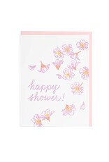 Smudge Ink Blossoms Shower Letterpress Card