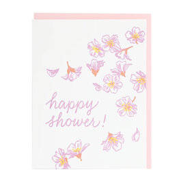 Smudge Ink Blossoms Shower Letterpress Card