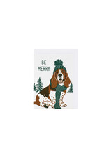 Smudge Ink Basset Hound Holiday Mini Letterpress Enclosure Card