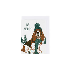 Smudge Ink Basset Hound Holiday Mini Letterpress Enclosure Card