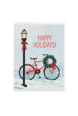 Smudge Ink Red Bike With Wreath Card