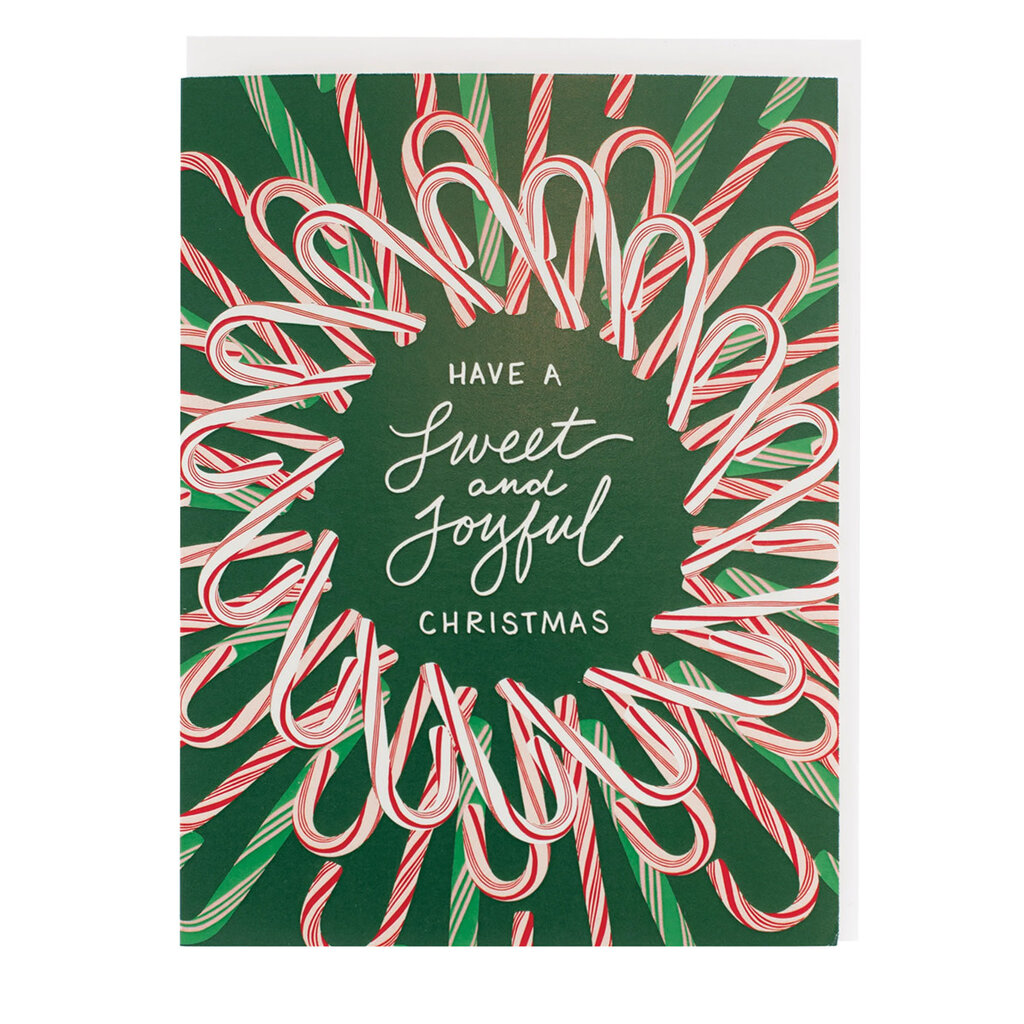 Smudge Ink Sweet Candy Cane Wreath Cards Box of 8d
