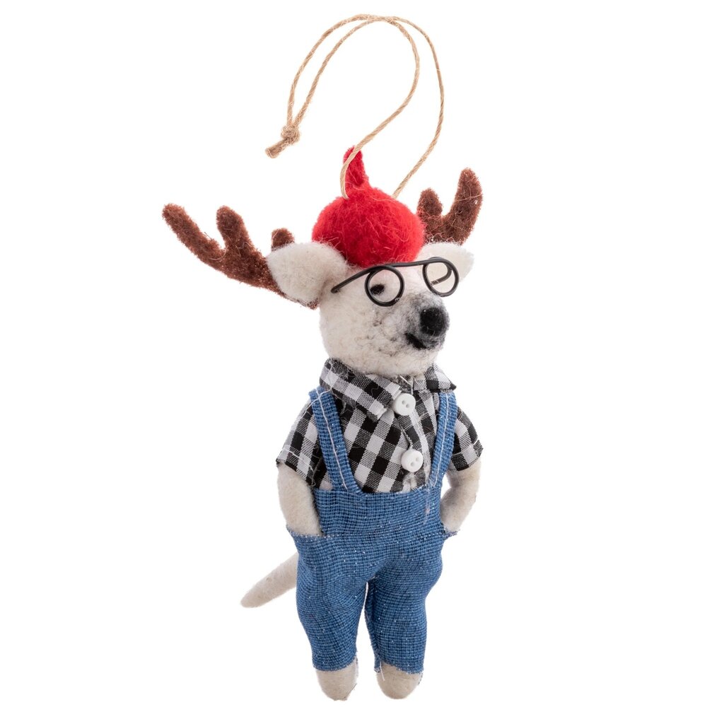 Funny Reindeer Felt Christmas Ornament Set