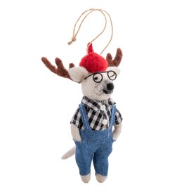 Felt Ornament Woodland Hipster - Overalls