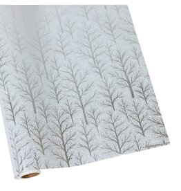 Caspari Winter Trees White/Silver Foil Emboss 6ft Continuous Wrap Roll