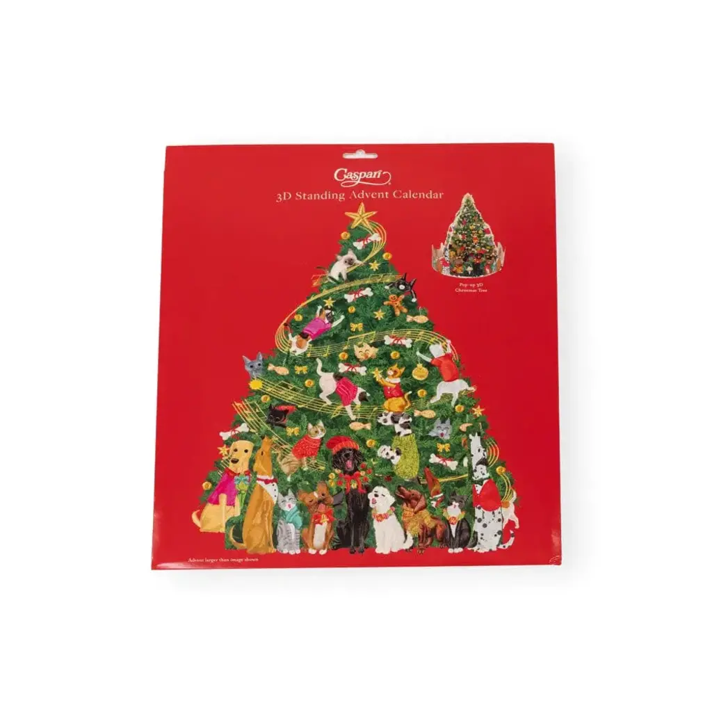 Caspari Caroling Pets Christmas Tree 3D Advent Calendar