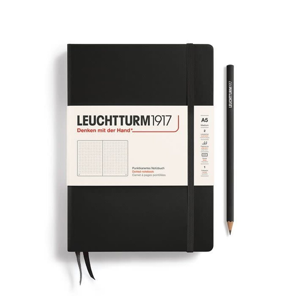 Leuchtturm1917 A5 Medium Hardcover Dotted Notebook - Black