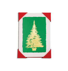 Archivist Christmas Tree on Green Letterpress Cards set of 5