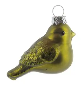 Birdie Glass Ornament 2" Green