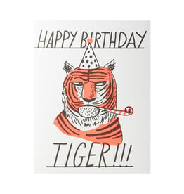 Hello! Lucky Tiger Side Eye Birthday Letterpress Card