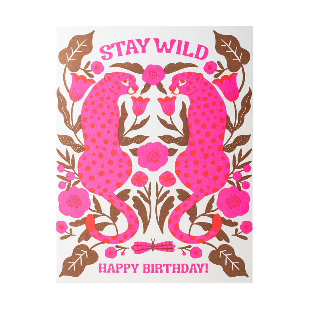 Hello! Lucky Stay Wild Birthday Letterpress Card