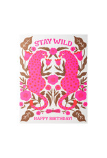 Hello! Lucky Stay Wild Birthday Letterpress Card