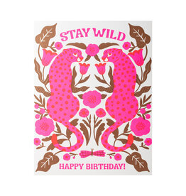 Hello! Lucky Stay Wild Birthday Letterpress Card