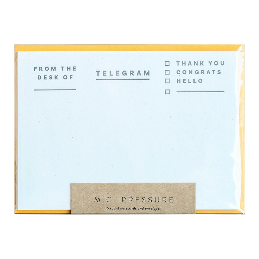M.C. Pressure Telegram Letterpress Notes Set of 6