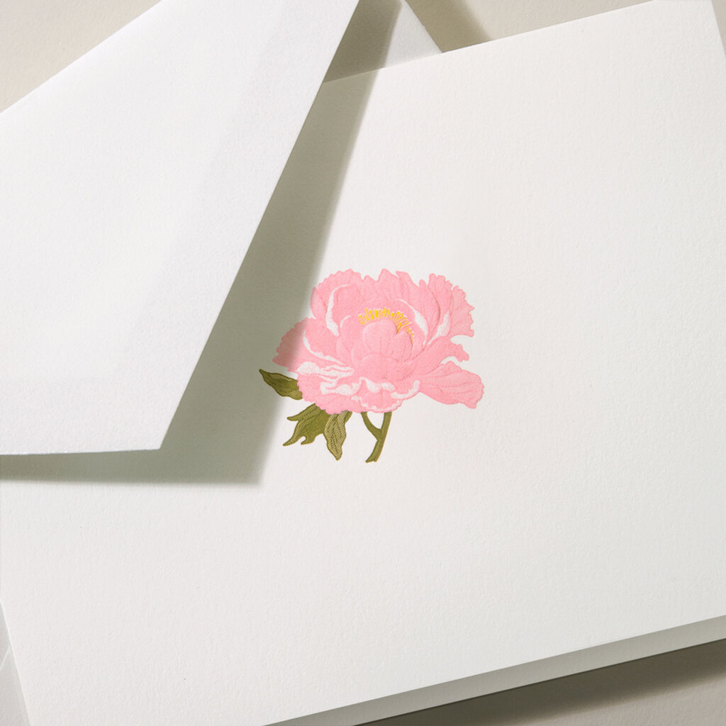 Engraved Peony Notes Boxed