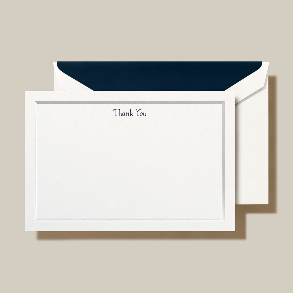 Crane Navy Triple Hairline Thank You Cards