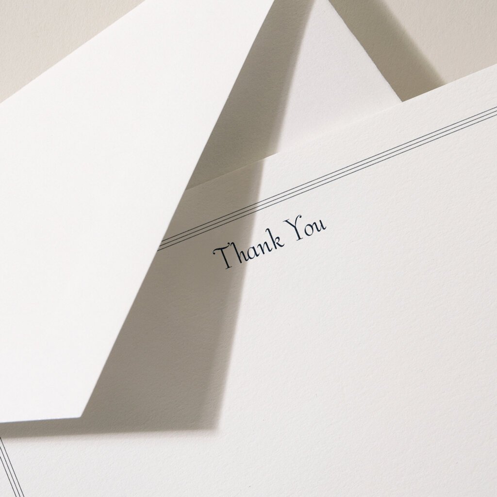 Crane Navy Triple Hairline Thank You Cards