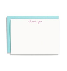 Shorthand Press Handwritten Thank You Pink Letterpress set of 10