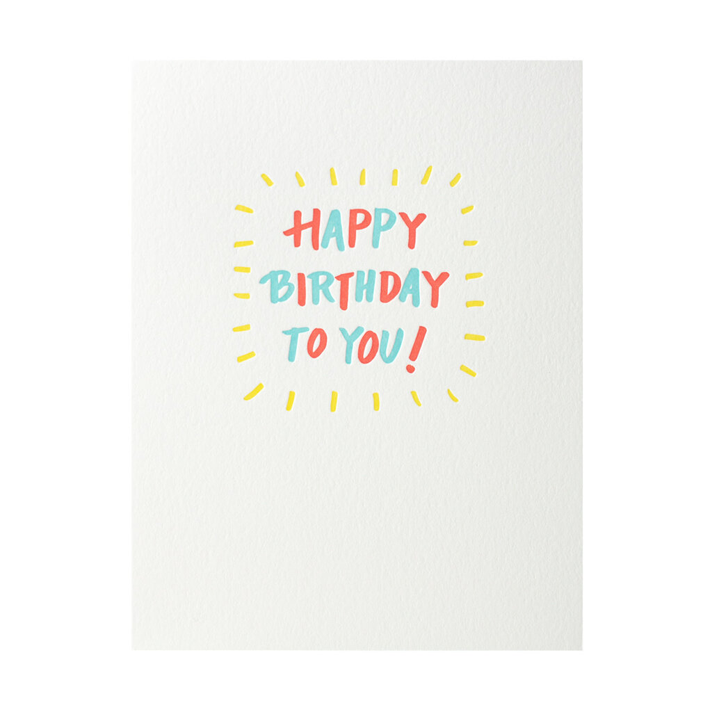 Shorthand Press Birthday Burst Letterpress Card