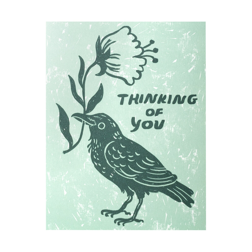 Phoebe Wahl Thinking of You Crow Letterpress Card