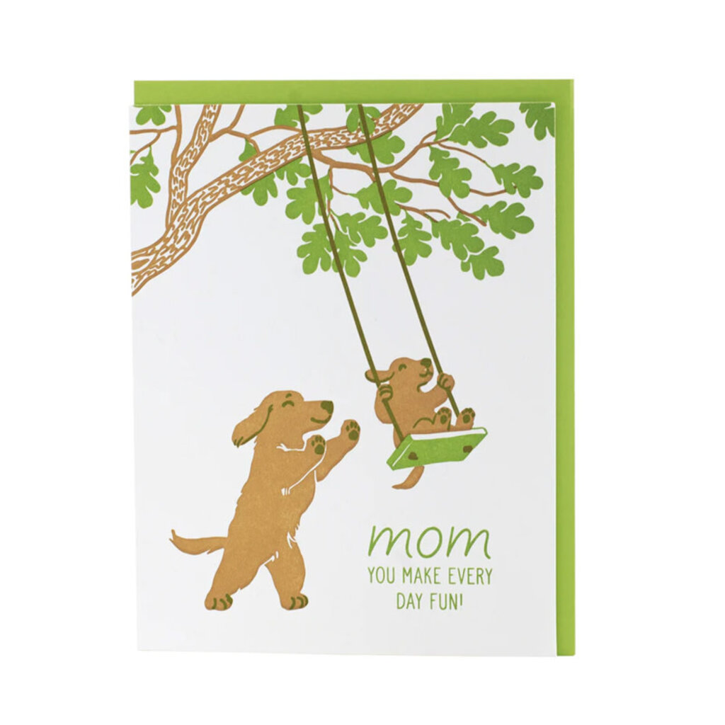 Smudge Ink Tree Swing Mother's Day Letterpress Card