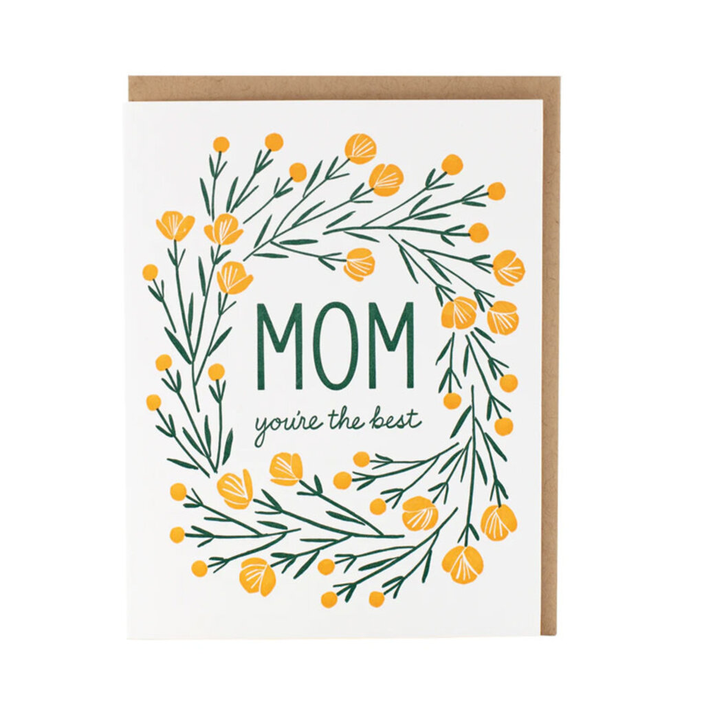 Smudge Ink Botanic Wreath Mother's Day Letterpress Card