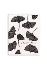 Dahlia Press Condolences Leaf Letterpress Card