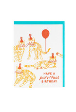 Smudge Ink Cat Party Birthday Letterpress Card