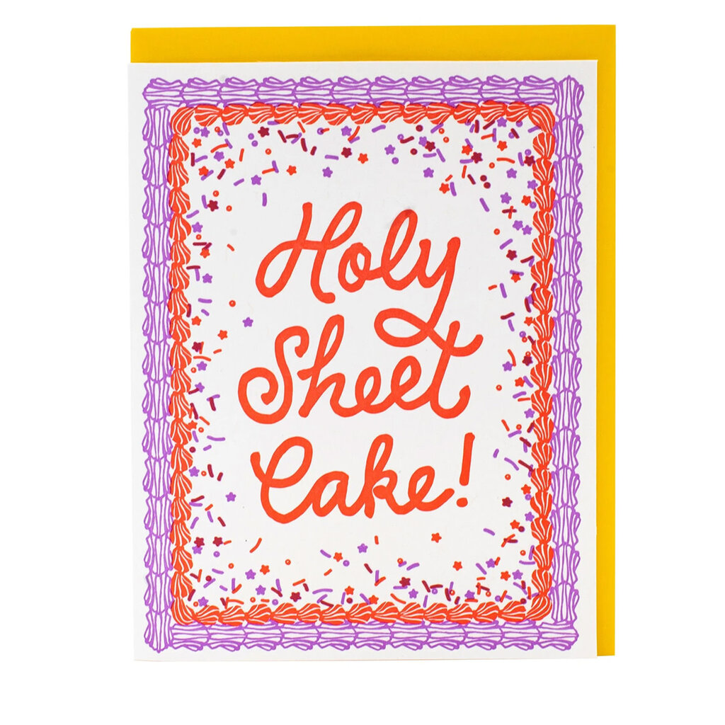 Smudge Ink Sheet Cake Birthday Letterpress Card