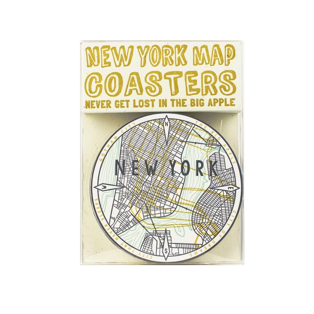 Hat + Wig + Glove New York Map Letterpress Coasters