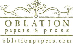 Oblation Papers and Press, letterpress wedding invitations, handmade paper, fine pens and stationery, letterpress greeting cards, correspondence.