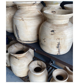 BLEACHED WOODEN MILK POTS