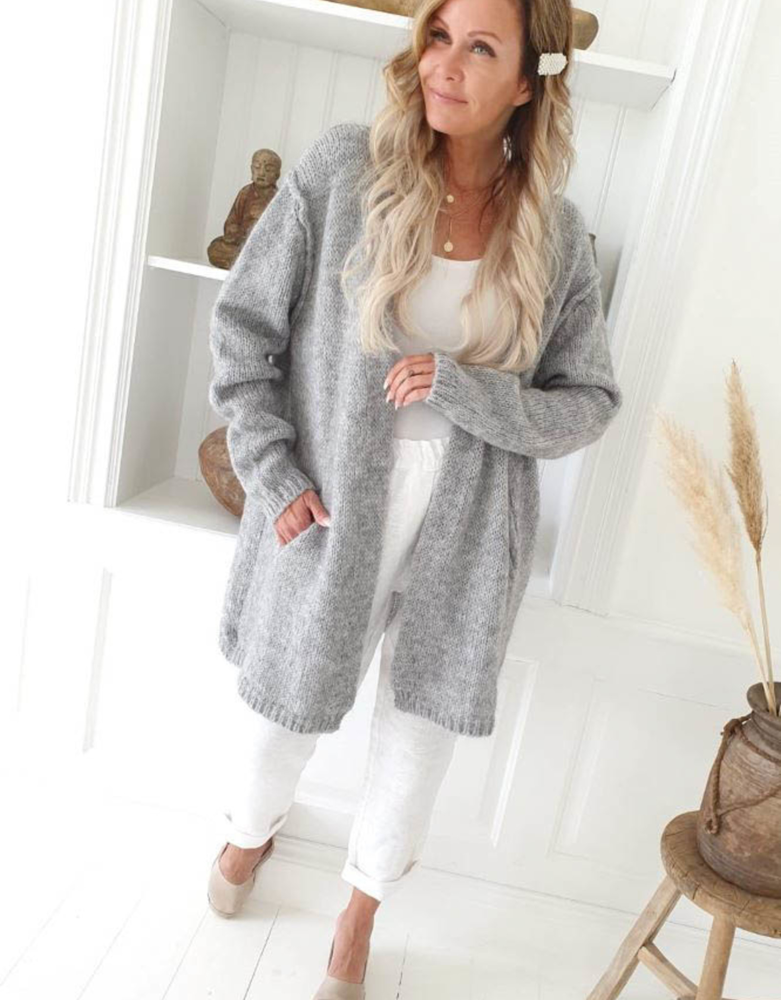 light grey cardigan