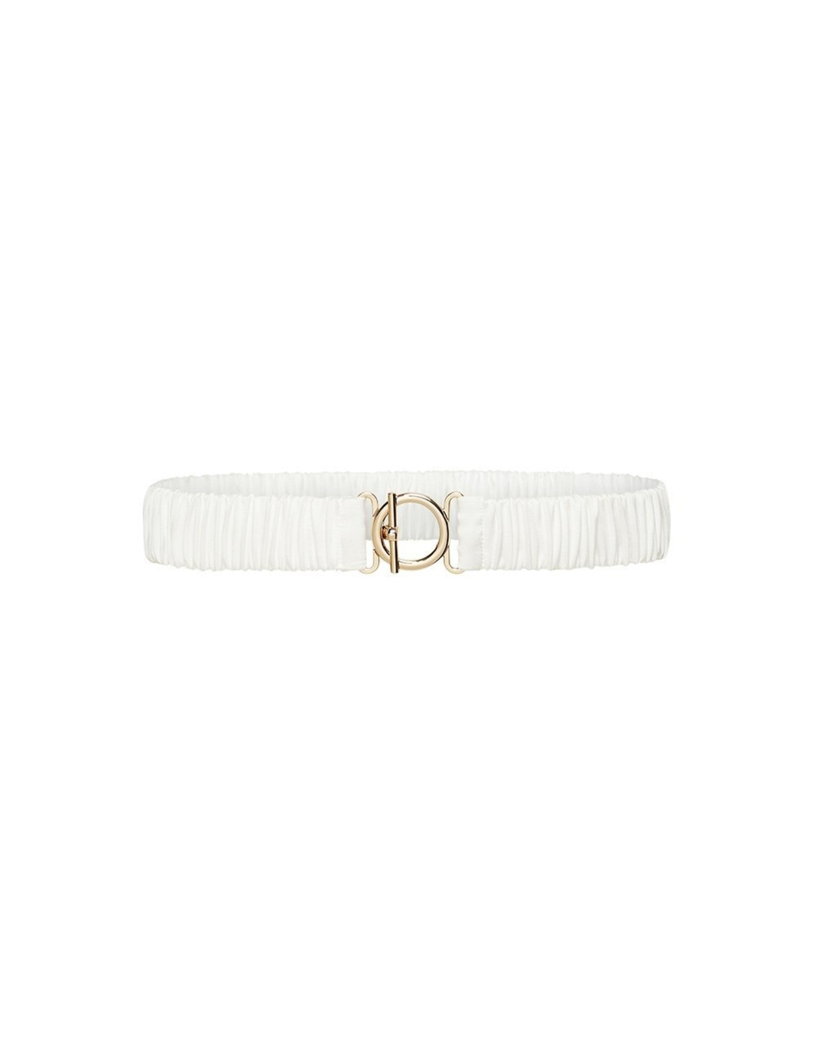 SILK LAUNDRY T BAR CLASP SILK BELT WHITE