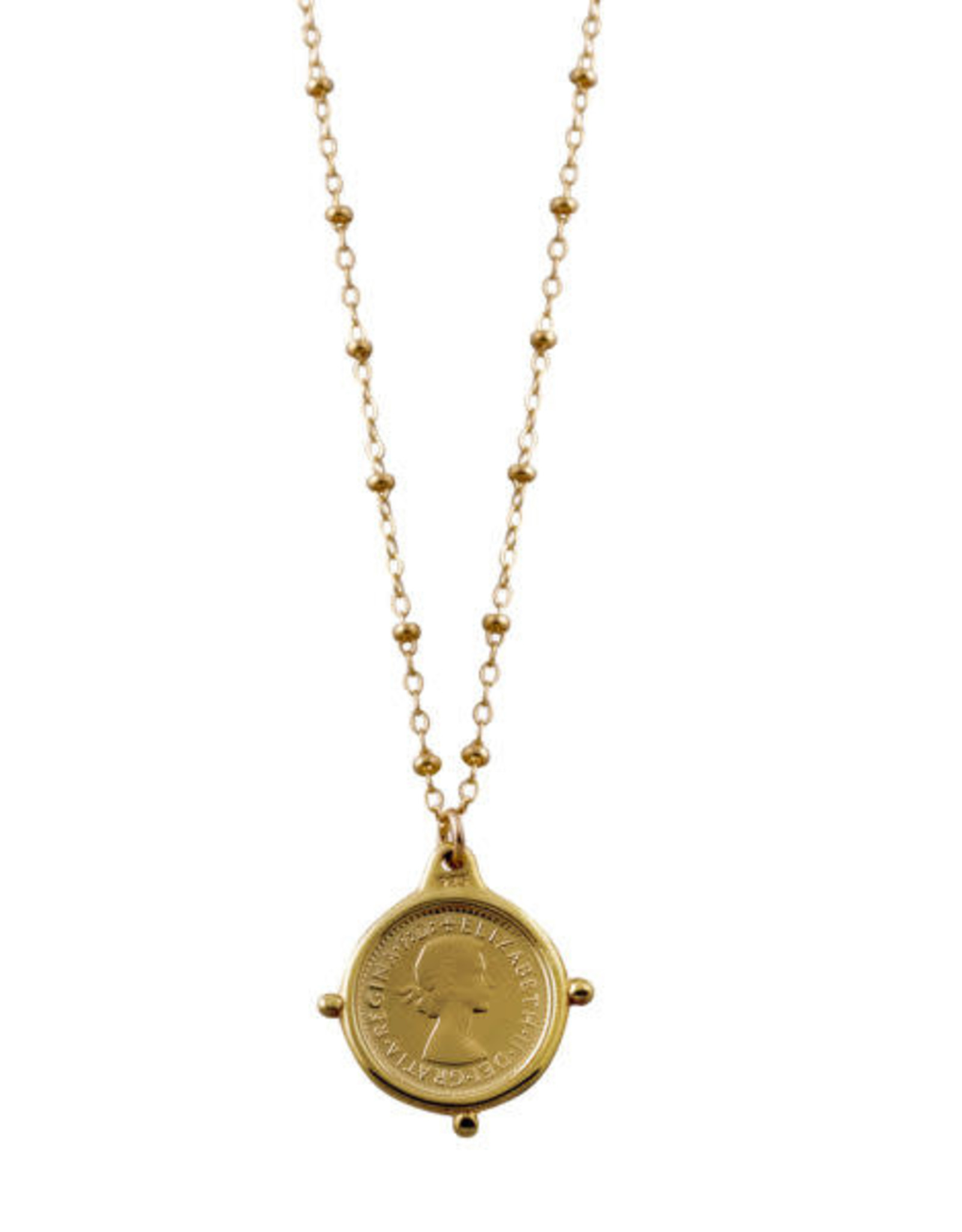 VON TRESKOW Y/GOLD ROSARIO NECKLACE WITH THREEPENCE