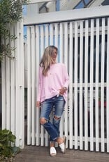 THE KNIT STUDIO SPLIT CREW NECK COTTON PALE PINK