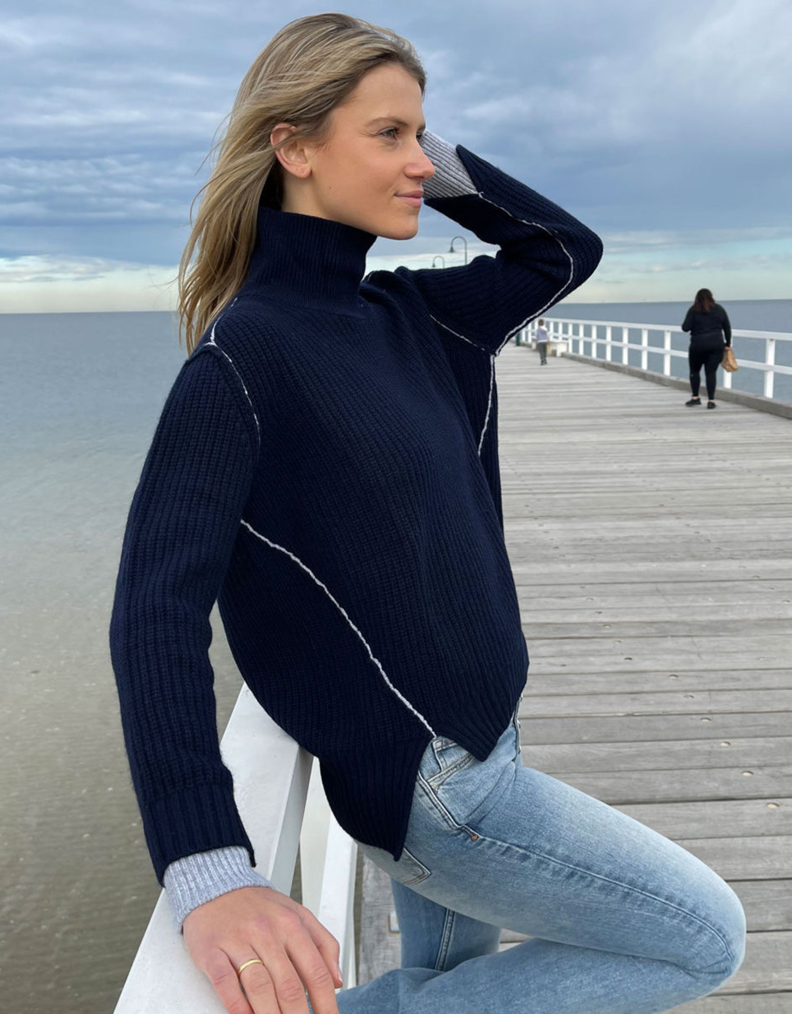 grey funnel neck jumper